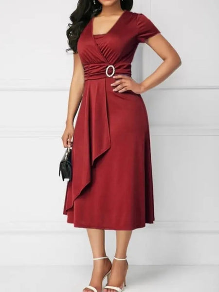 Asymmetric V-Neck A-Line Dress