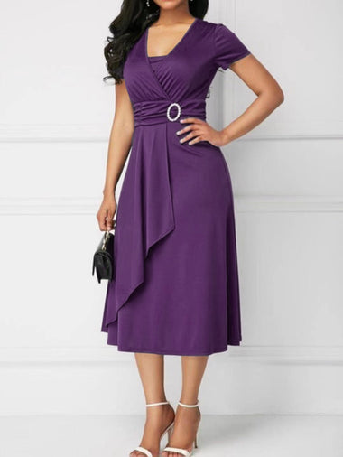 Asymmetric V-Neck A-Line Dress