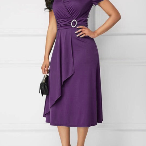 Asymmetric V-Neck A-Line Dress